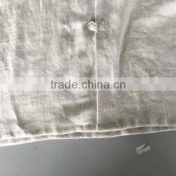 Beige Linen Mandarin Collar Special Buttonhole Mens Casual Dress Shirts photo-3