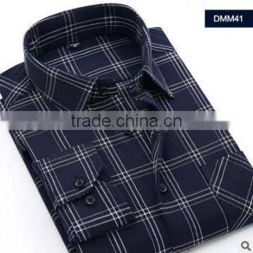 Blue and white plaids flannel casual latest shirt designs for men classical style shirt for young boy