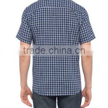 Navy Regular Short Sleeve check Buttoned Shirt