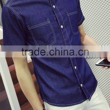 Short Sleeve Shirt Retro Plus-size Half Sleeve Lining Cowboy Clothing photo-5