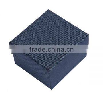 Paper Jewelry Gift Boxes Rectangle Navy Blue Stripe 8.5cm(3 3/8") x 8cm(3 1/8") , 1 Piece