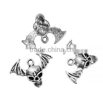 Zinc Based Alloy Halloween Charms Skeleton Skull Antique Silver Halloween Bat 22mm x 16mm photo-3