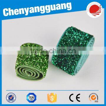 White and Blue Printed Glitter Elastic Fold Over Elastic photo-3