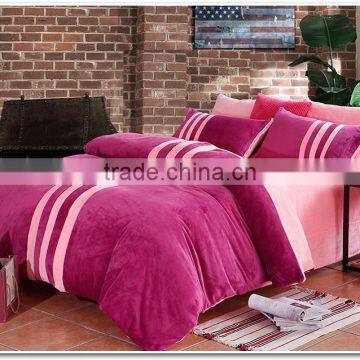 China Wholesale cheap cherry-red stripe flannel blankets buy in bulk