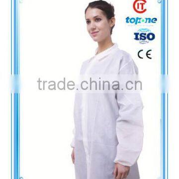 Nonwoven lab coat/work suit/visitor coat with elastic cuff and button