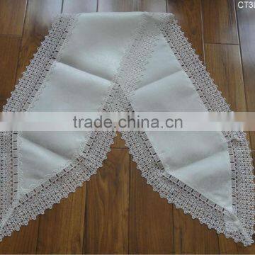 100% polyester Lace Table Runners With Ribbon for Home Textile