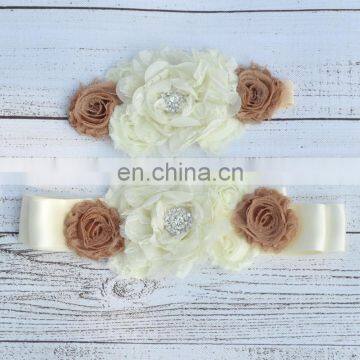 Ivory Baby Girl Sash and Macthing Headband set Photography Props QueenBaby