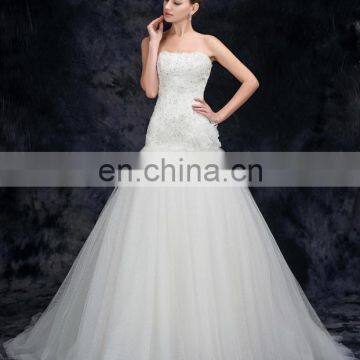 Alibaba HMY-S092 Real Images Customized Sheath Handmade Flowers Appliqued Wedding Dress 2017