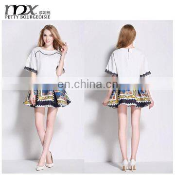 Fashion twinset dress t shirt with ladies short skirts match