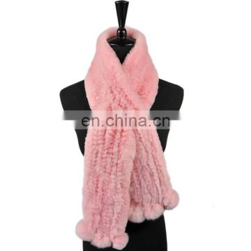 2016 Wholesale cheap good material real rex rabbit fur knitted promotional scarf / handmade scarf