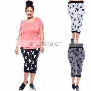 printed skull capri leggings women plus size cheap wholesale jogger pants