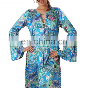 Satin blend scarf bell sleeve kaftan