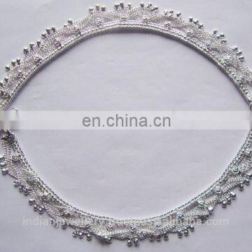 Silver - plated rhinestone fancy leg jewelry anklets manufacturer, silver plated anklet jewellery exporter