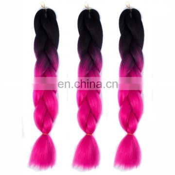 Fashion Color Gradient Individual Braid Wigs Chemical Fiber Big Braids, Length: 60 cm (Black+Magenta)