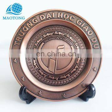 Custom cheap high quality university antique metal award plate for souvenir