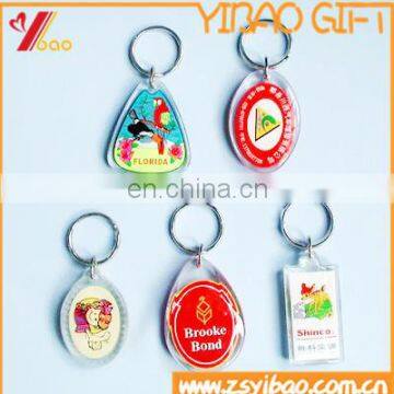 2017 hot sale Acrylic plastic key chain with paper printed / custom Acrylic plastic key chain