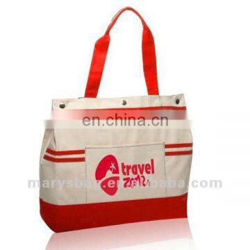 Nautical Large Tote Bags with Snap Fasteners and 2 Tone Straps