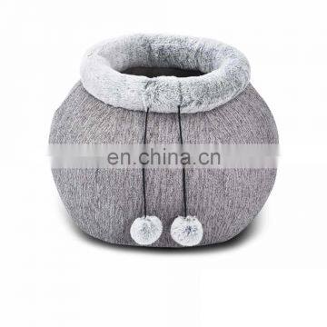 Wholesale Classic Color Fabric Design Cozy Pet Cat Cave Bed With Plush Ball