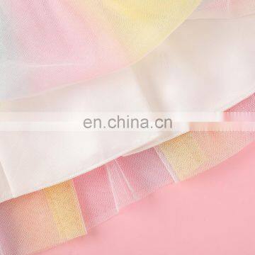 Baby Girls Summer Dress Fashion Rainbows Mesh Girls Dress Boutique Children Clothes Kids Party Dress