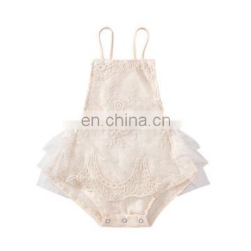 Newborn Baby Girls Bodysuits Lace Flowers Print Sleeveless Lovely Jumpsuits