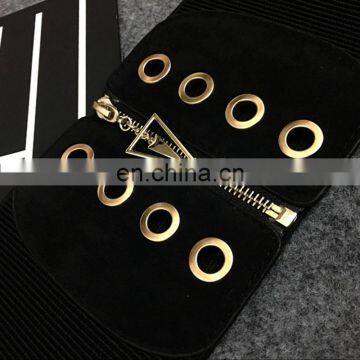 TWOTWINSTYLE Wide Belt For Women Elastic Zipper Patchwork High Waist Slim Belts Fashion photo-6