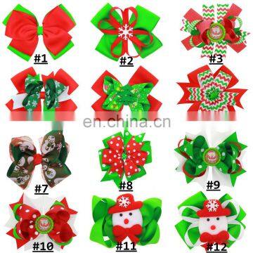 Christmas Baby Hair clips Girls Hairpins Santa Snowman print Barrettes 12Colors