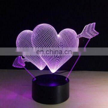 3D Night Light Lamp LOVE Heart Christmas Valentine's Day Gift for Lover photo-2