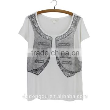 5XL plus size tshirt low cut round neck tshirt cotton jacket design short sleeve white women tops 2015 summer xxxxl female dress