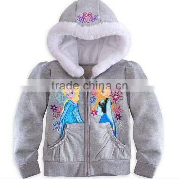 2016 new arrival grey hooded long sleeve with fleece lining children froze hoodie                        
                                                Quality Choice