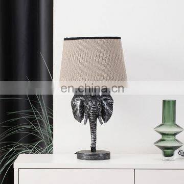 New arrival Korean hotel decoration modern table lamp elephant shape silver bedside resin lamp