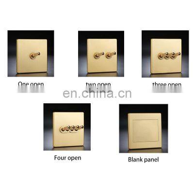 Retro Gold 2 Open Nordic Minimalist Home Improvement Theme Brass Lever 86 Type Concealed Electrical Wall Switch Panel photo-5