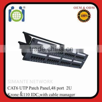 Hot sale 48 Port utp CAT.6 fiber Patch Panel
