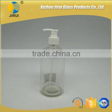 500ml Clear Boston Glass Bottle With Plastic Dispenser/ Glass Bottle With Spout