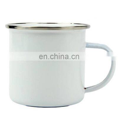 Wholesale Ceramic Cup With Stainless Steel Rim, Personalized Enamel Coffee Camping Mug photo-5