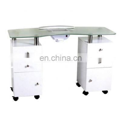 Classic White nail dust collector under table nail station furniture manicure table with vent and LED lamp