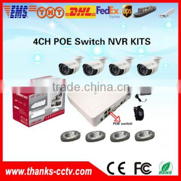 Hot 1080P POE CCTV IP Camera Kit, 4ch POE NVR Kit