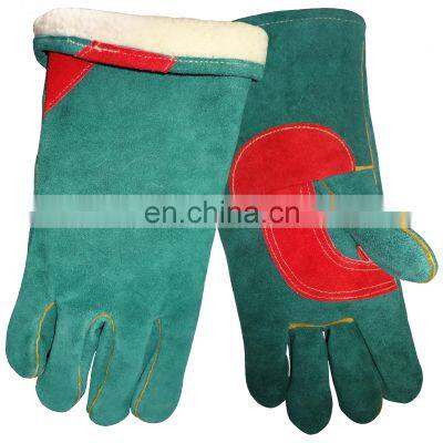 South Africa Dark Green BBQ Cow Split Leather Welding Gloves