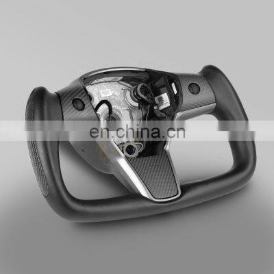 Cheap Race Led Performance Steering Wheels Kit OEM Carbon Fiber Classic Heated Yoke Car Steering Wheel For Tesla Model 3/Y photo-5