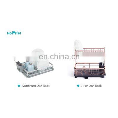 2 Tier Compact Dish Drainer Rack Board With Chrome Plating Wire For Kitchen Organization