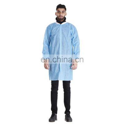 Wholesale Polypropylene Spun-bond Non Woven Lab Coat PP Disposable Protective Coat SMS PP+PE Protective Gown