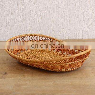 Best Price Wholesale Vietnam rattan bread tray fruit plate Japanese living room household snack tray Wholesale