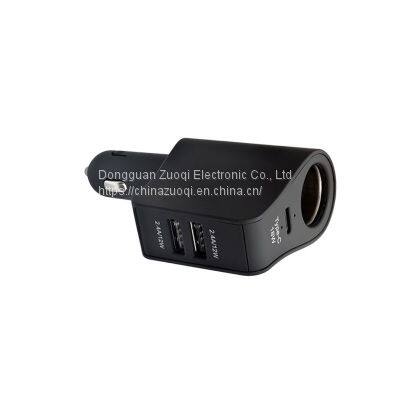 Socket Splitter With 3 USB Car Quick Charging Adapter for IPhone IPad Samsung photo-4