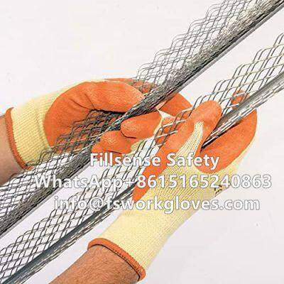 10Gauge 5Yarn(21S) Cotton Liner Crinkle Latex Cotton Working Gloves Latex Rubber Palm Work Gloves photo-2