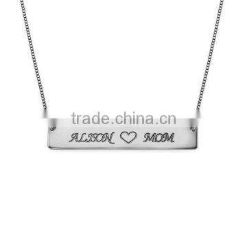 Stainless Steel Bar Necklace Personalized Name Plate Necklace with initials