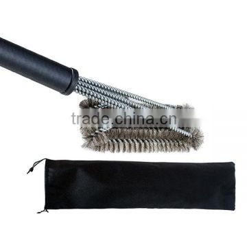 Amazon Hot BBQ Grill Brush 18" - bbq grill brush cleaning 3 Stainless Steel wire Brushes In 1 with long handle logo-printed