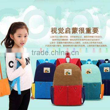 2016 fashion wholesale light canvas kids backpack for school