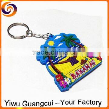 2016 soft pvc bahamas tree island tourism key ring chain keyring keychain