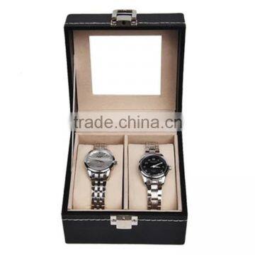 W1141 Express Clear Window Leather Watch Packaging Box Wooden Couple Watch Box photo-2