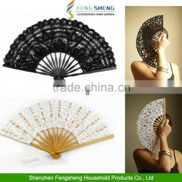 RENAISSANCE LACE SPANISH HAND FAN PARTY WEDDING BLACK WHITE