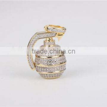 Fancy Silver Hip Pop Bottle Pendant Micro Setting AAA White Zircon 10k Gold Plated photo-3